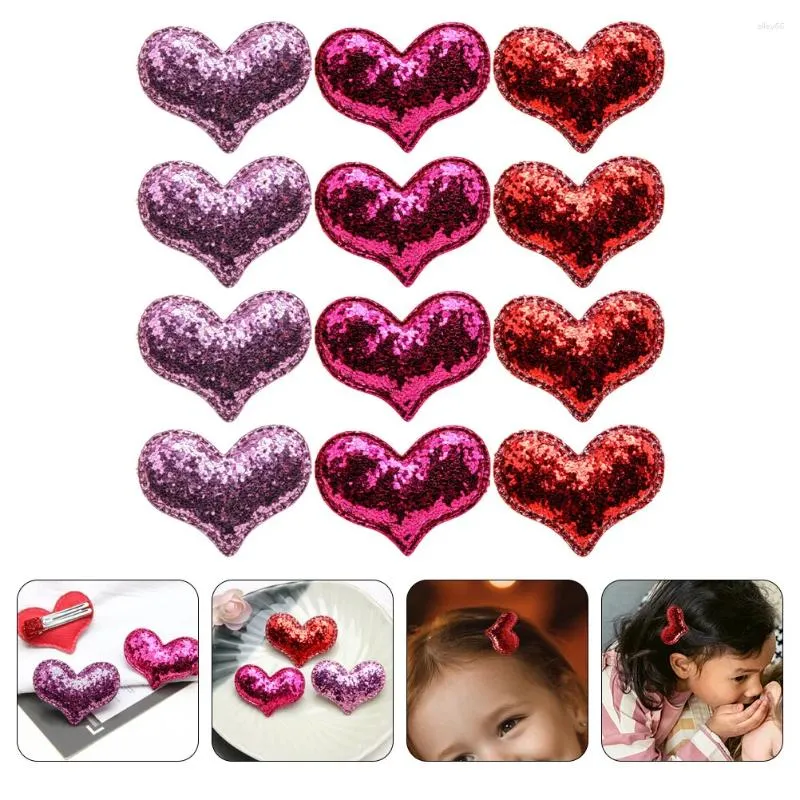 Bandanas 12 PCS Hairpin Girls Associory Glitter Heart Clips Discorative nocar Complick Deach Little