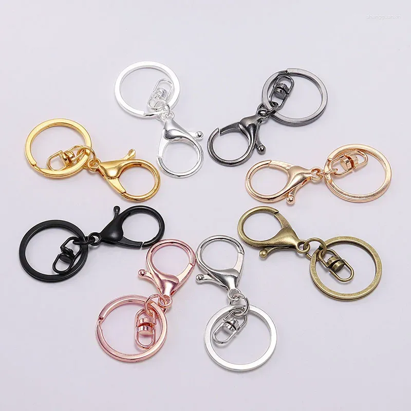 Keychains 5st Key Ring Long 30mm Classic 11 Colors Plated Lobster Clasp Hook Chain Jewelry Making for Keychain