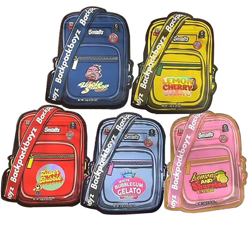 3.5g Backpack Boyz Irregular Unique Shape Mylar Bag Stand Up Uncle Snoop White Bubblegum Gelato Lemon Cherry Jungle Boys