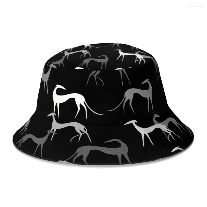 الصعودية القبعات في السود Geryhound Greyhounds Dog Doge Long Leg Bucket Hat Women Men Teenager Bob Bob Hats Hats Panama Cap