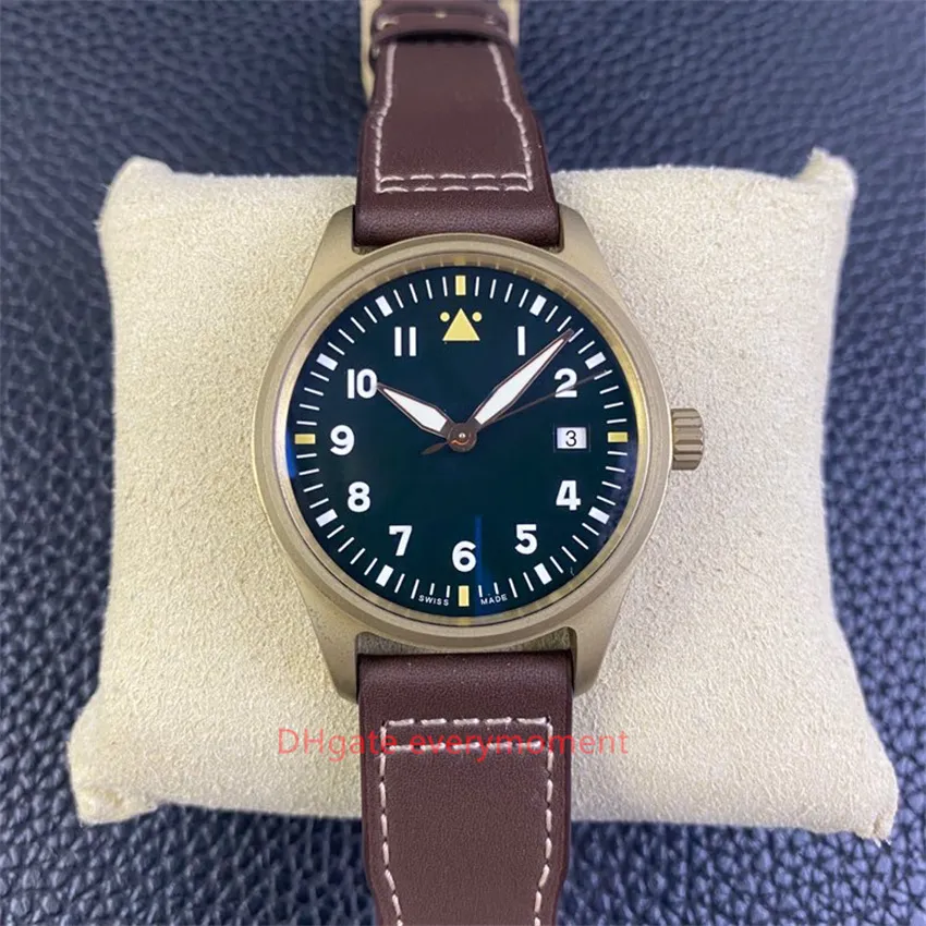 MKS Factory Super Edition Herenhorloges Dubbele tijdzone IW327101 Automatisch mechanisch horloge 9015 Beweging Saffier Spitfire Fighter Bronze Horloges-32