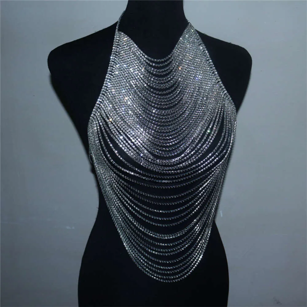 Hot Selling Luxury Shiny Full Diamond Sling Tassel Bra Chain Nightclub  Party Fashion Sexy Adjustable Loose Rhinestone Body Chain