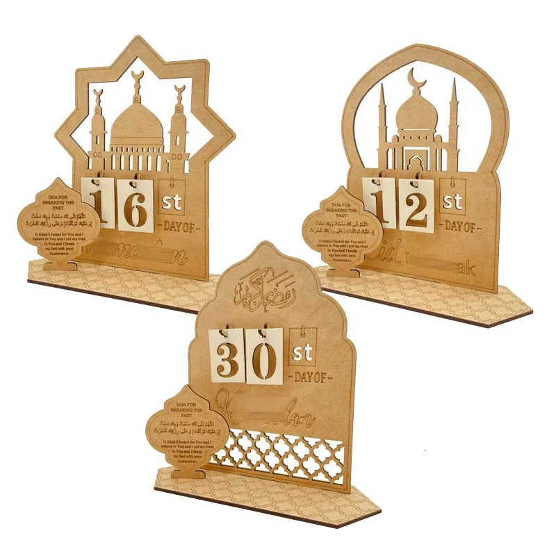 Calendario de cuenta regresiva del Ramadán 2024, decoración de madera de Eid al Fitr Mubarak, Karim Ramadán, regalos del partido islámico para el hogar, Eid al Adha 240105