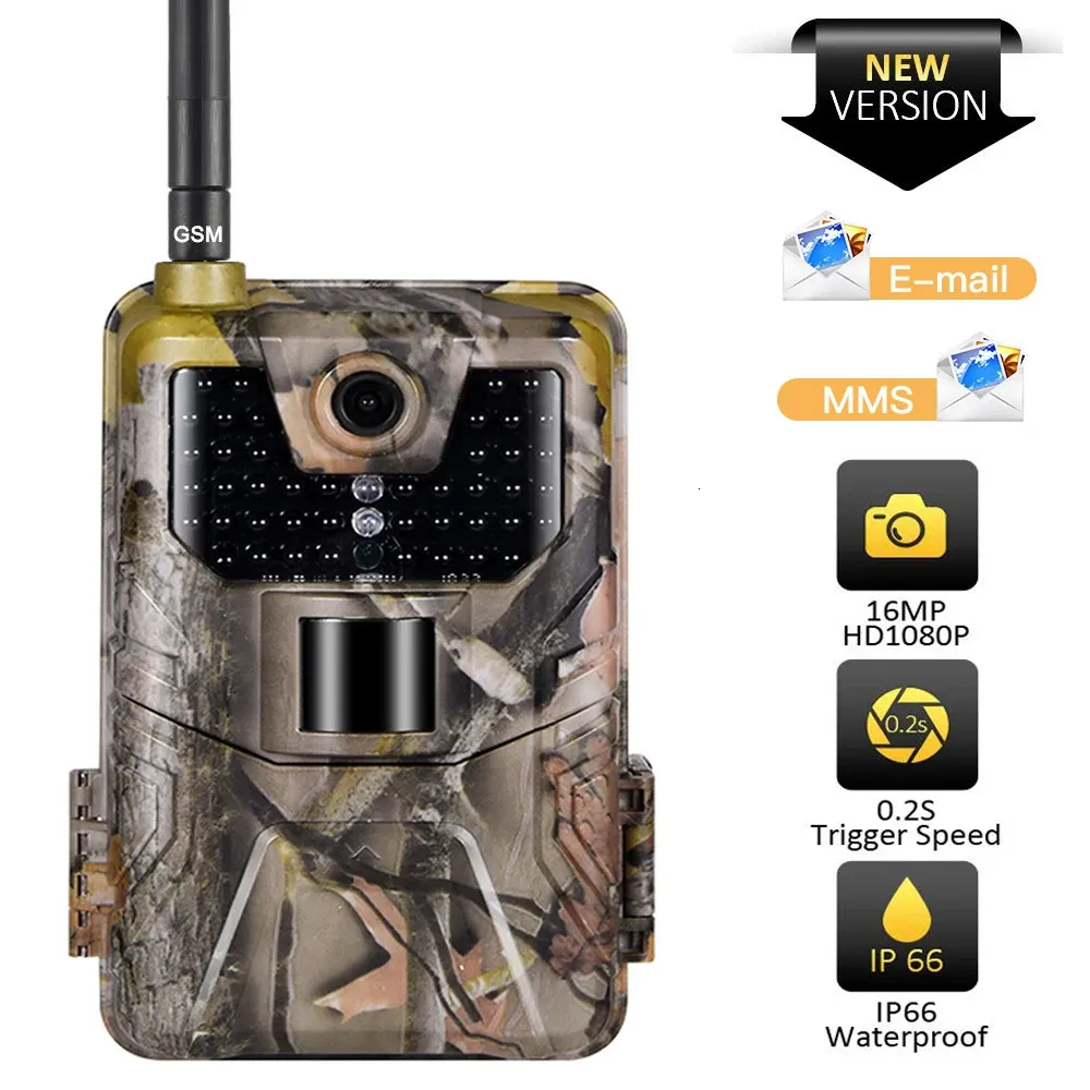 20MP 1080p Wildlife Trail Camera komórkowa Nocna Nocka 2G SMS MMS P E -mail bezprzewodowe kamery myśliwskie HC900M Nadzór 240104