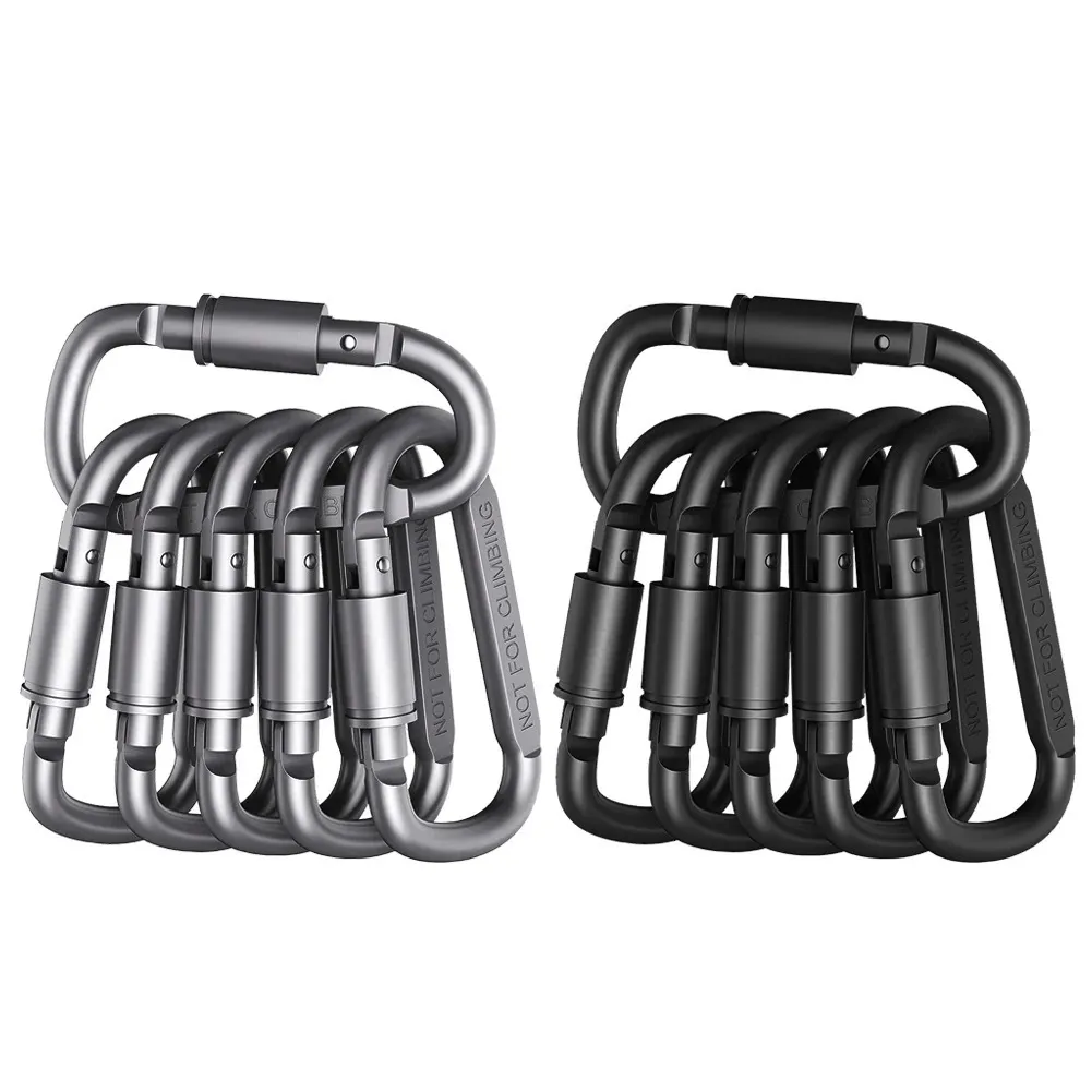 6x aluminiumlegering ryggsäck carabiner nyckelchain utomhus camping vandring d-ring snäpp klipp lås spännkrok vatten flaskkokare krok 240104