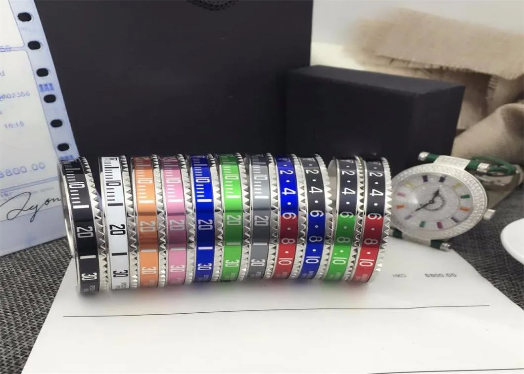 Italiensk stil 316L rostfritt stål manschettarmband hastighetsmätare officiella armband armband män silver pläterade modesmycken 12 färger6870600