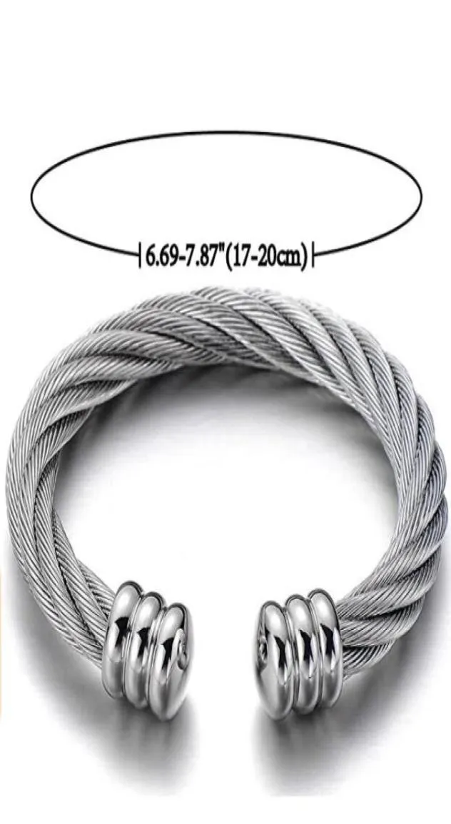 Grote elastische verstelbare roestvrijstalen twist manchet armband voor mannen vrouwen sieraden zilver goud8760485