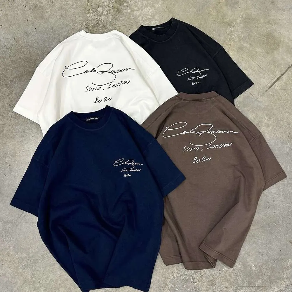 Cole Buxton T-shirt Designers Fashion Men's Cole Buxton Minimalist Cursive Slogan Printed Short Sleeved Fashion Classic Simplicity