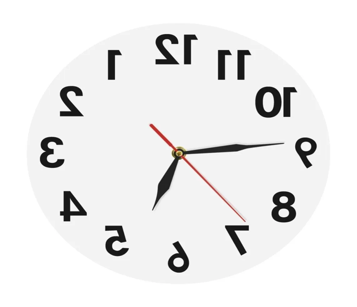 Omvänd väggklocka ovanliga nummer bakåt modern dekorativ klocka Klocka utmärkt tidstycke för din vägg Y2001098226466