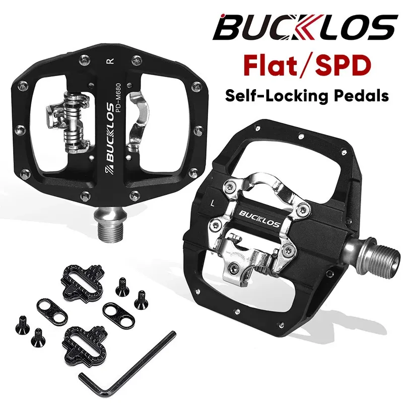 Bucklos Mountain Bike Pedals PD-M680 Dual Function Flat Lock Pedals Fit SPD 916 '' Aluminium MTB Pedal Bike Part 240105