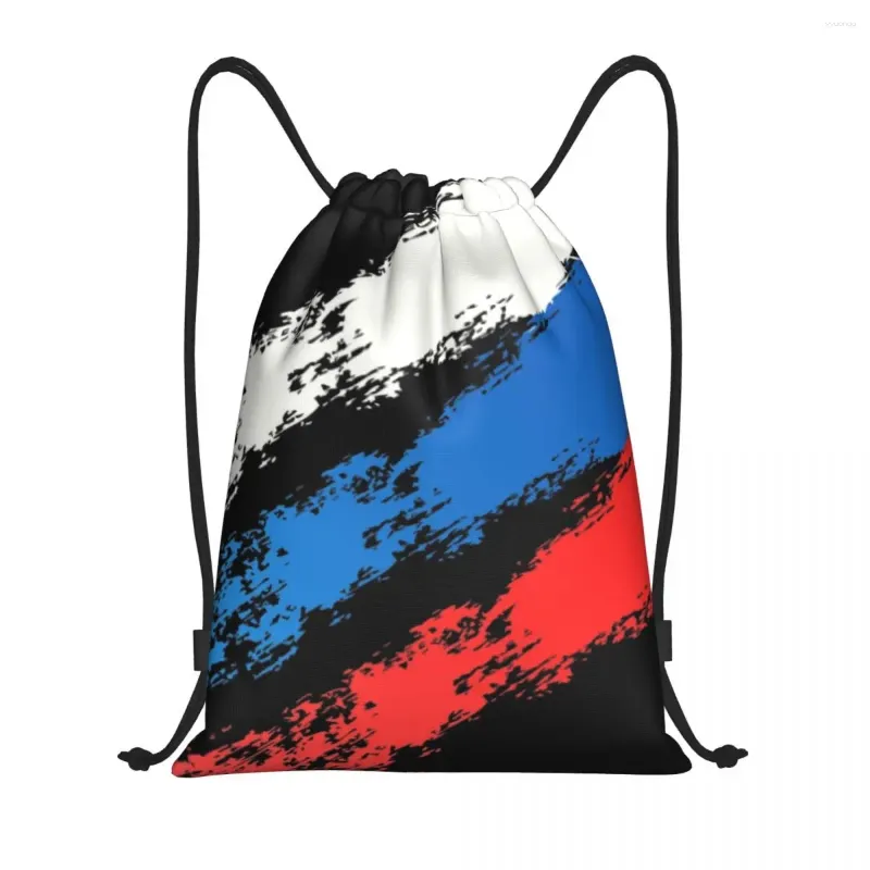 Alışveriş çantaları Rusya bayrağı Rusya Gurur Drawstring Erkekler Kadın Katlanabilir Spor Spor Salonu Sackpack Depolama Sırt Çantaları