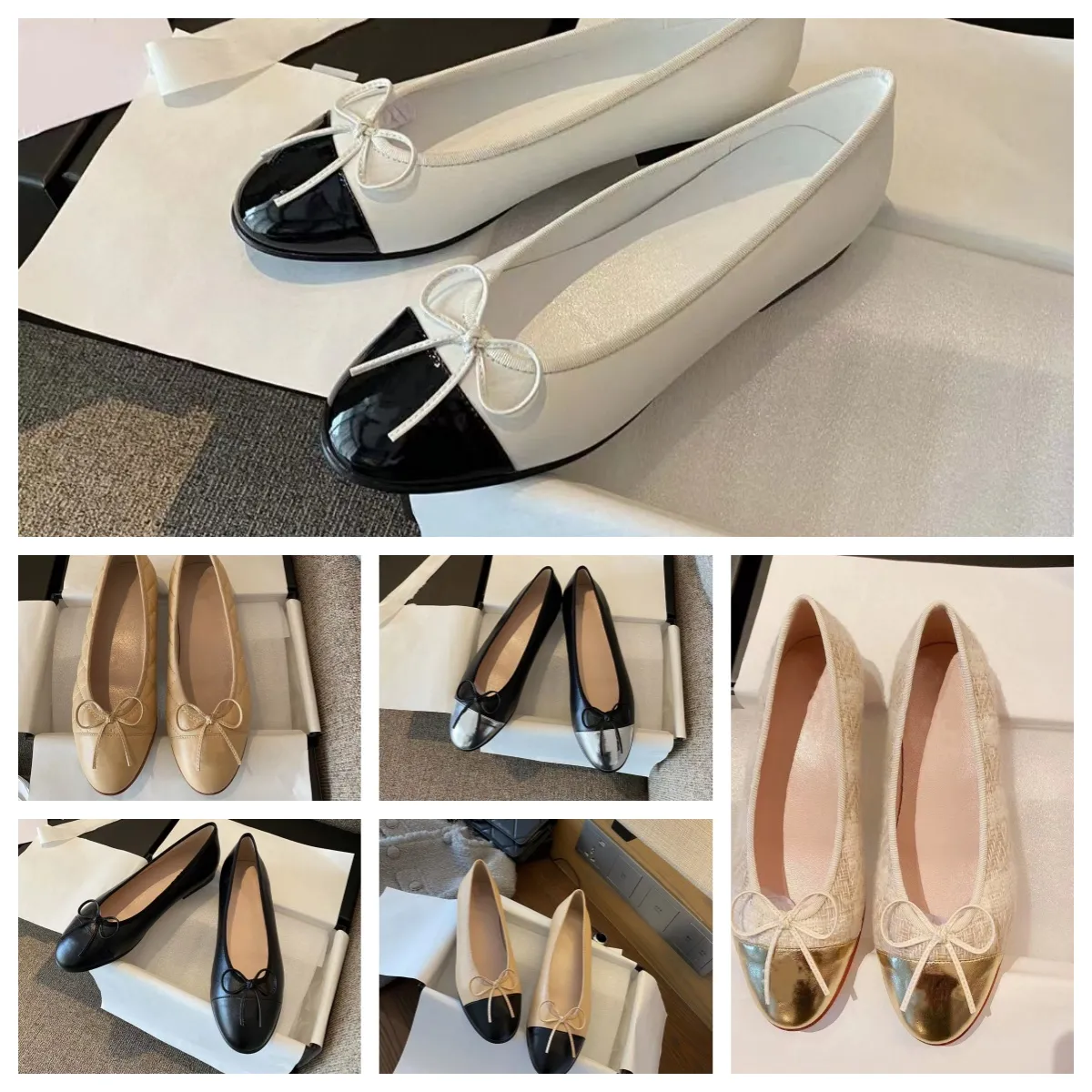 Paris luksus designer buty balet balet płaski palec palca płaskie damskie buty marki pikowane skórzane balet buty bownot okrągły głowica formalne skórzane buty sukienki buty