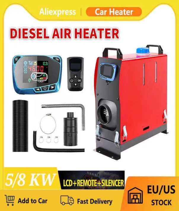 Aquecedores domésticos 5kw 8kw 12v ar diesel monitor lcd planar tudo em estacionamento de combustível para caminhões motorhome barcos ônibus w2210253120884