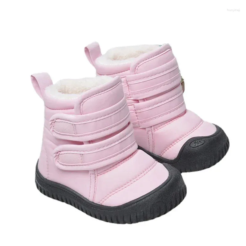 Botas inverno bebê neve meninos meninas sapatos de algodão quente crianças gancho design princesa curto crianças à prova d 'água