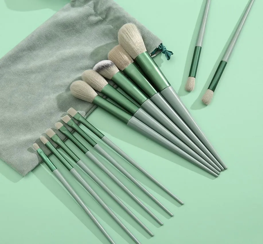 Mode 13st Matcha Green Unicorn Makeup Borstar Set With Bag Blending Powder Eye Face Brush Makeup Tool Kit Maquillaje2764581