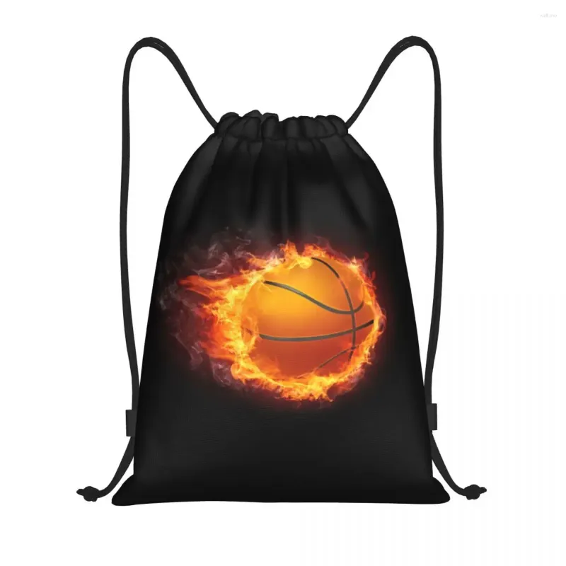 Sacos de compras Flaming Basquete Cordão Mochila Mulheres Homens Esporte Ginásio Sackpack Dobrável Saco de Treinamento Esportivo Sack