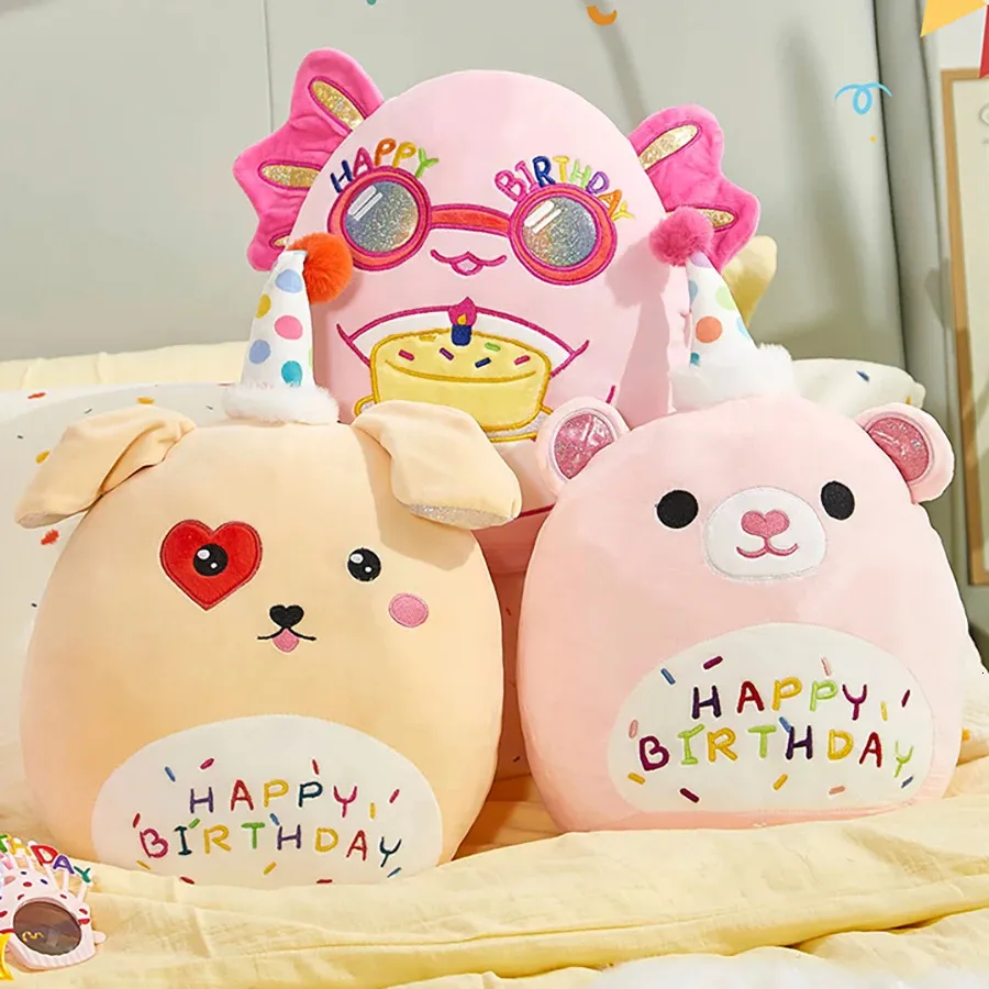 30 cm zachte kussens Axolotl beer verjaardag voor meisjes slapen knuffel knuffels roze pluche kussens taart viering 240105