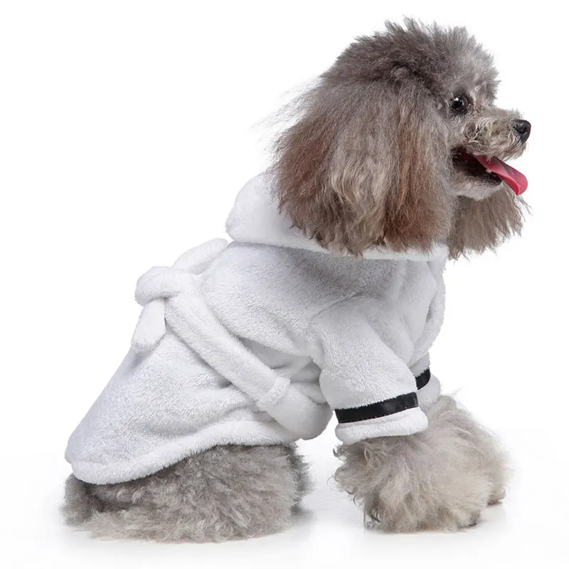 Peignoir pour animaux de compagnie pyjamas pour chiens vêtements de couchage vêtements pour chiens doux pour animaux de compagnie serviette sèche de bain vêtements d'hiver chaud manteau de nuit à séchage rapide pour chiens