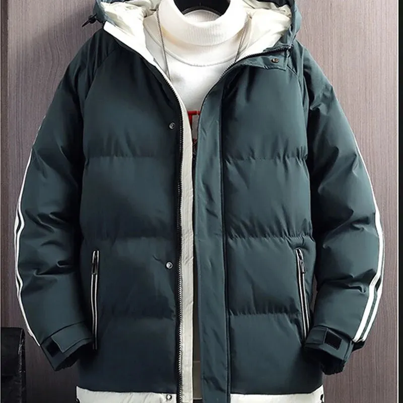 Autumn Winter Down Jacket Mens Hooded Thicked Warm Fashion Casual Outdoor Cold Proof Highquality Cotton Suit 240105
