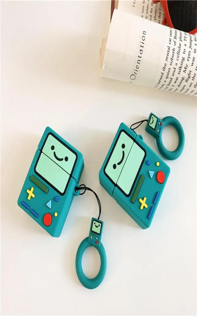 Adventure Time Azul Verde Game Boy Machine Silicone Bluetooth Capa de fone de ouvido sem fio para Apple Airpods 1 2 Pro Protetora Chargi3300280