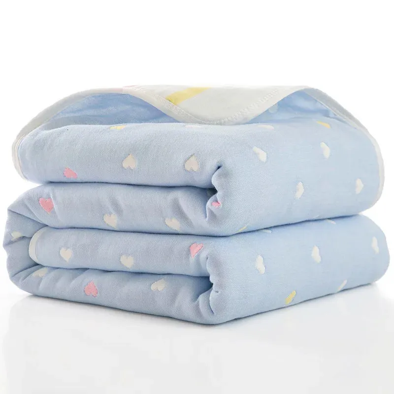 Муслиновое детское одеяло для малышей, 100% хлопок, постельное белье, одеяло премиум-класса, 6 слоев марли, дышащая, супермягкая пеленка для детской коляски 240105