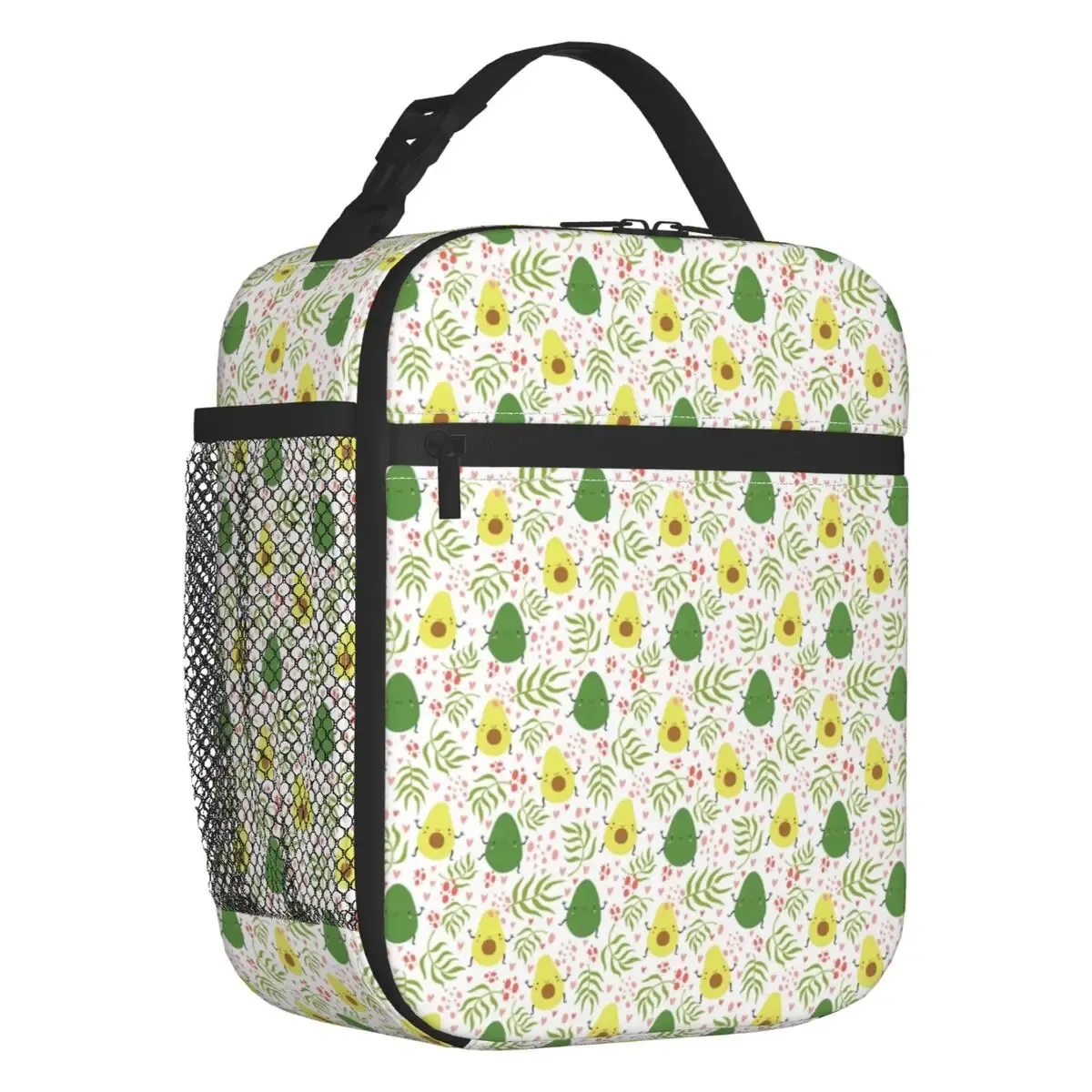 Cute Green Avocado Pattern Insulated Lunch Bag for Women Leakproof Thermal Cooler Lunch Tote Beach Camping Travel 240106