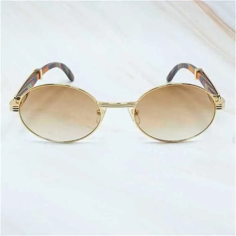 16% OFF Sunglasses Luxury Designer Men Women Round Metal Carter Color Wood Eyewear Fashion Vintage Shades Gafas De Sol MujerKajia New