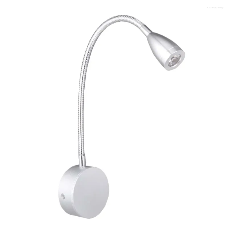 Vägglamplig ljus LED 3W 4000K Bianco Caldo 150 mm lampada collo d oca flessibile faretto da lettura con interruttore