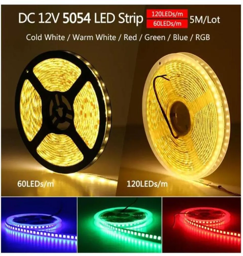 5M 600LEDS 5054 LED Şerit Işık Su Geçirmez DC12V Esnek LED Işıklar 5050 Mavi Yeşil Kırmızı Beyaz RGB6429024