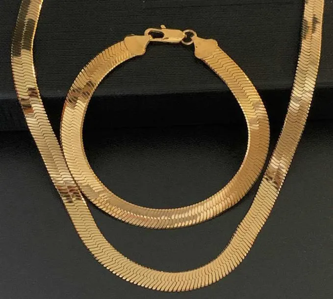 3 4 5 7mm bred platt fiskbenshalsband för män Benkedja Chokers 18K Guldfylld vintage Miami -smycken2481413