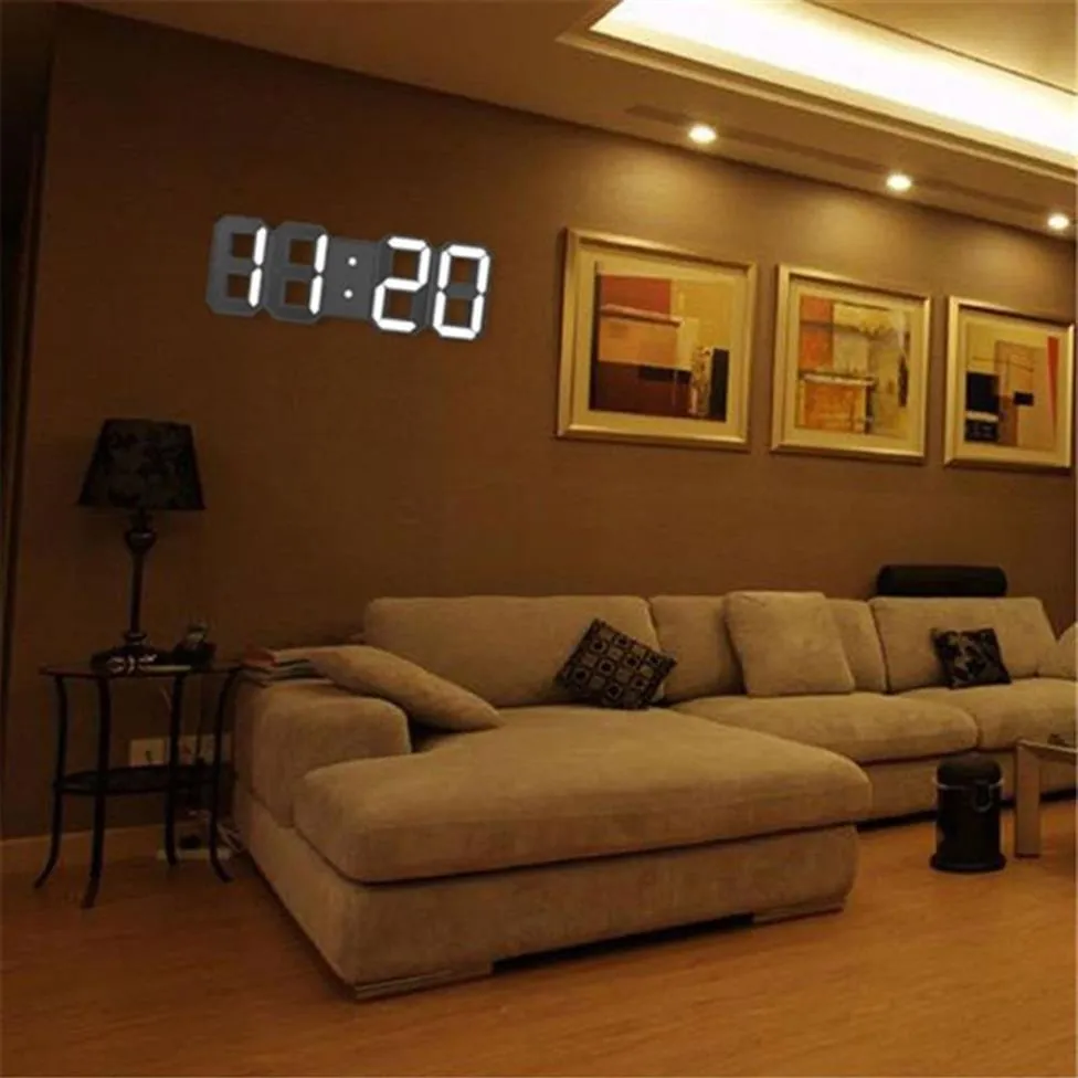 LED horloge murale numérique 3D grande date heure Celsius veilleuse affichage table horloges de bureau réveil du salon D30 210309233j