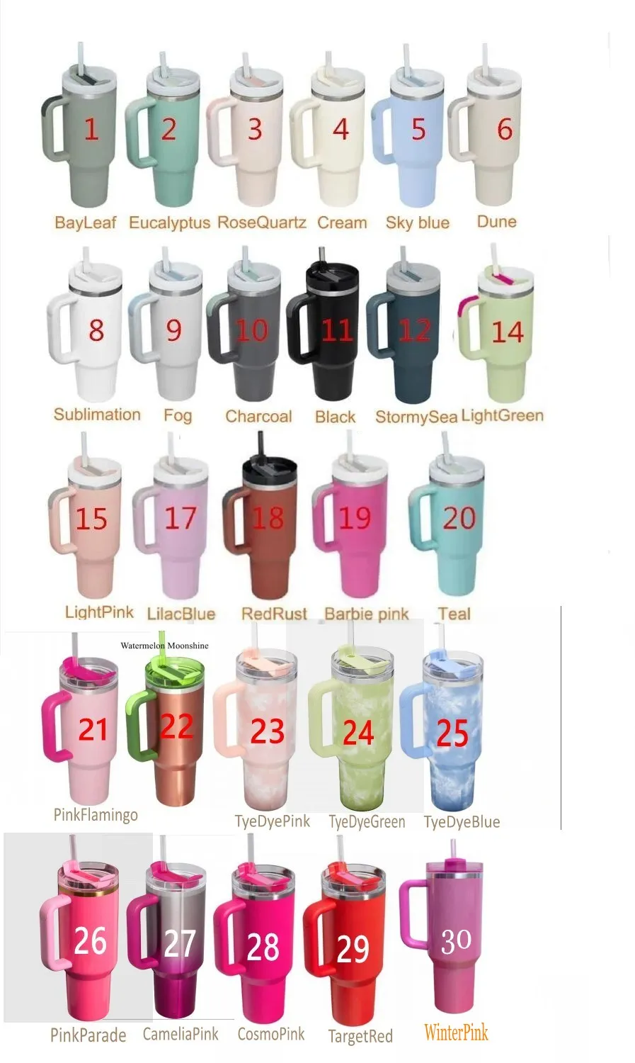 Water Bottles US stock Black Chroma 40oz Quencher H2.0 Mugs Cups Cosmo Winter Pink Parade Car cup Tumblers Limited Edition Valentins Day Gift With 1:1 Logo GG0222