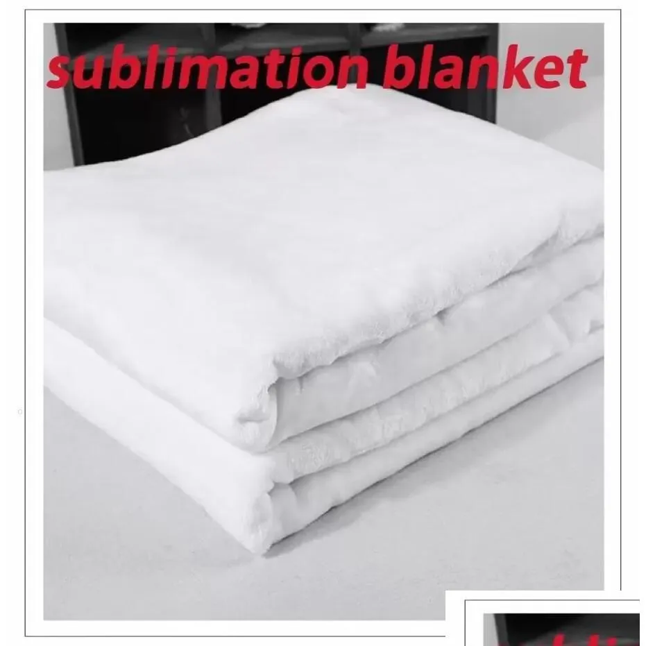 Blanket Stock Wholesale New Sublimation Blank Heat Transfer Printing Shawl Wrap Flannel Sofa Slee Throw 120X150Cm Drop Delivery Home G Dhtks