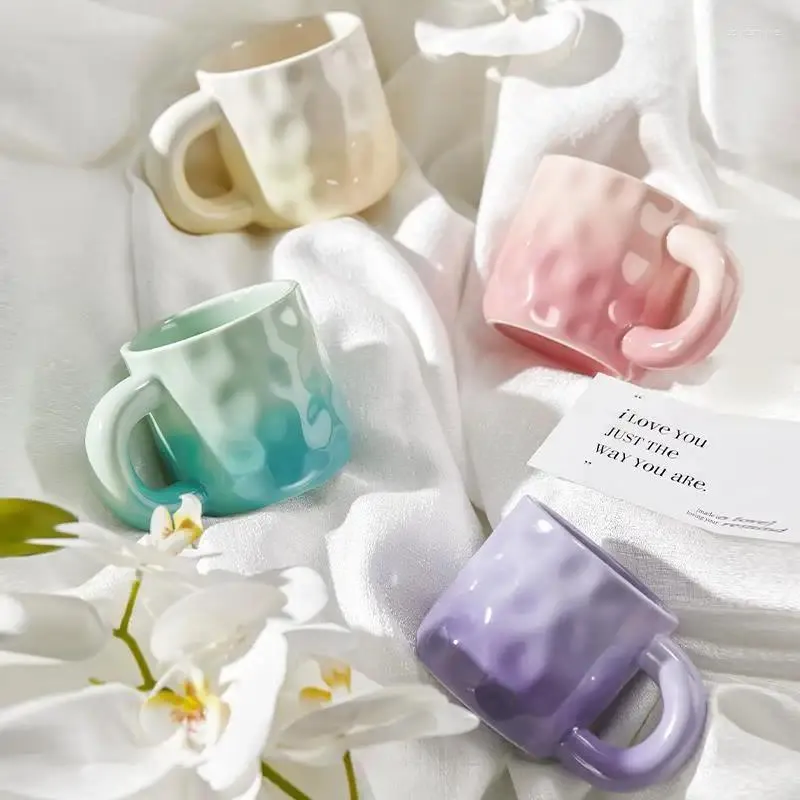 Canecas gradiente de colorido de colorido xícara de cerâmica casal casal de chá de chá de café aquático