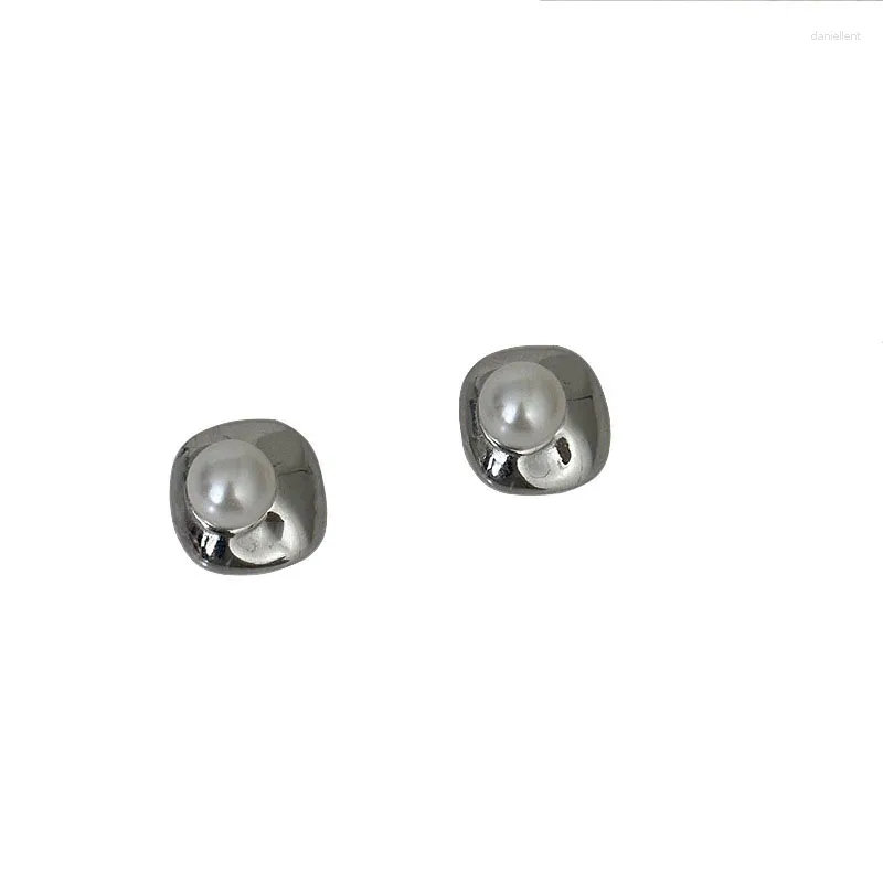 Stud Earrings S925 Sterling Silver French Pearl With Smooth Face Platinum Small Luxury High Grade Female