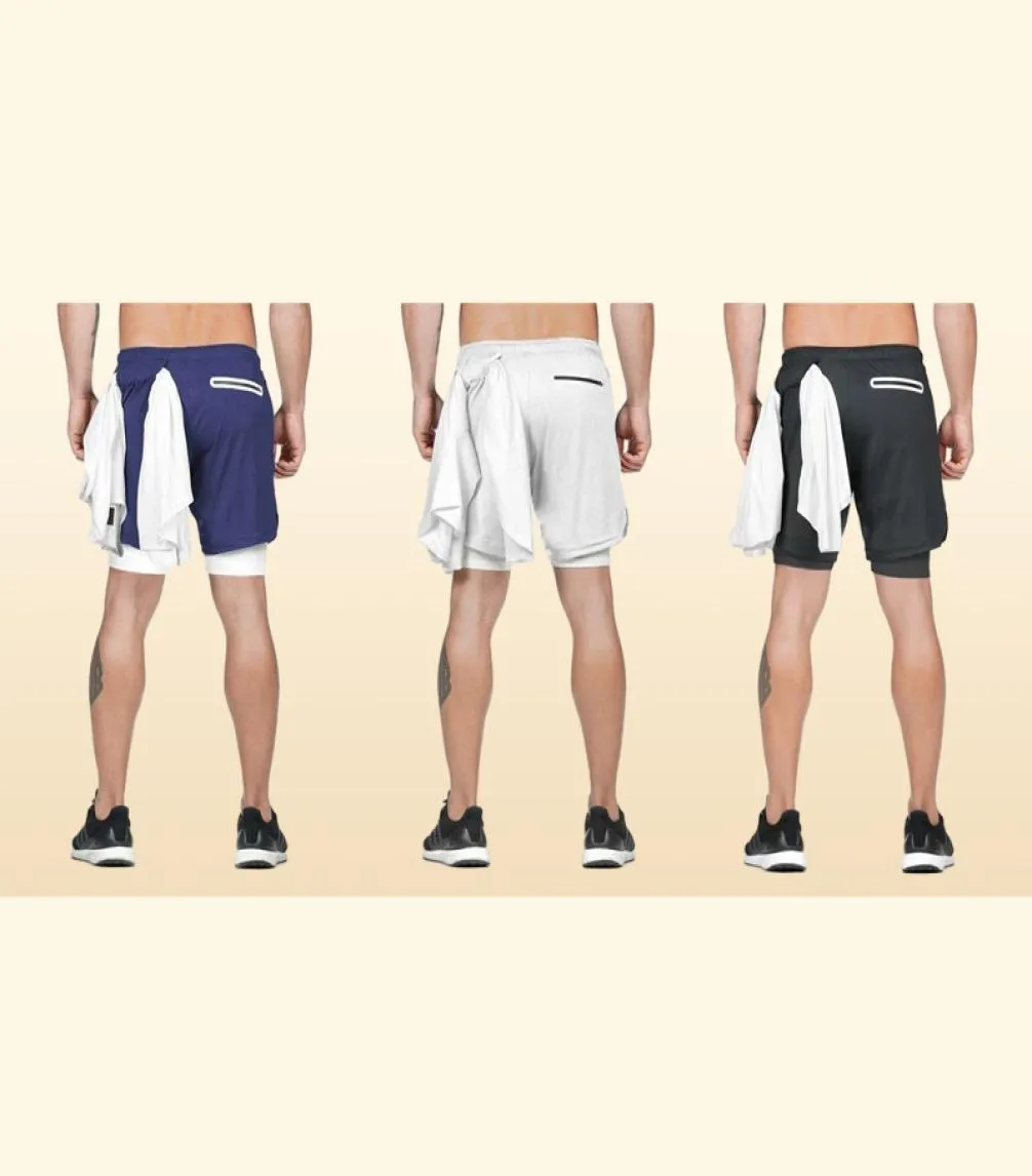 2021 Men Gym Shorts Running Workout Clothes for Men Snabbtorkning 2 I 1 Fitness Training Beach Sport Shorts Jogging Sweatpants1040240