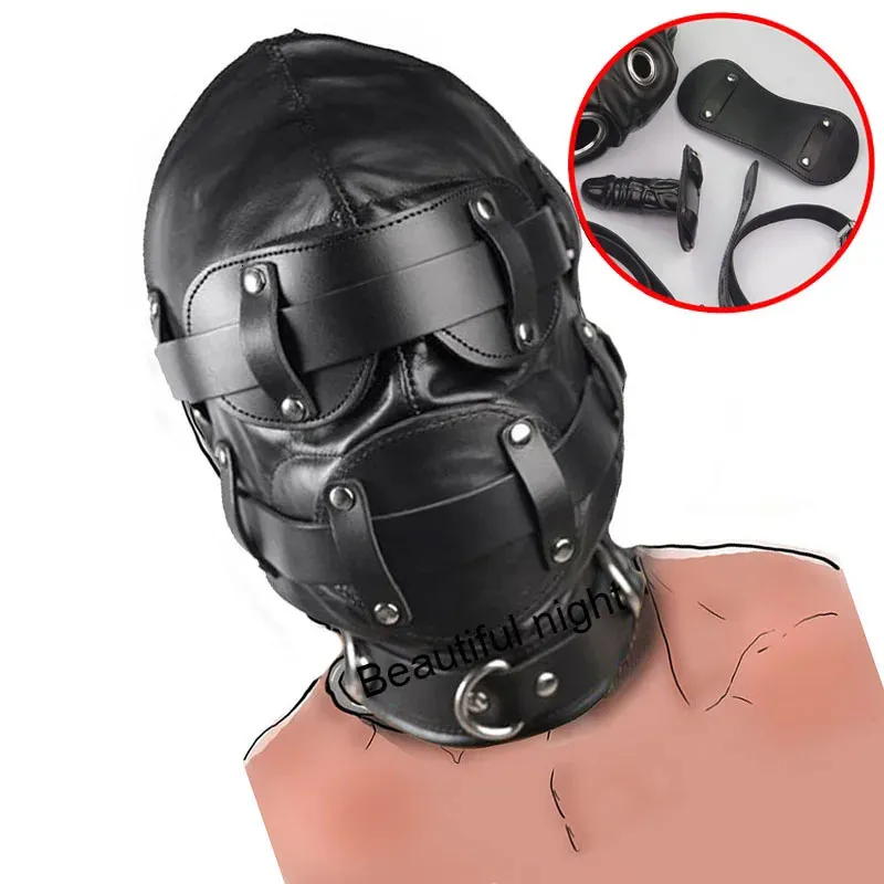 Cagoule BDSM En Simili Cuir Noir Avec Ouvertures Yeux Et Bouche - Fetish Tentation Unisexe