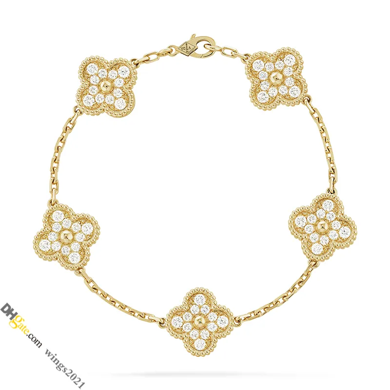 Bracciale a trifoglio a catena Bracciale designer di lusso per donne in oro in oro in oro in oro in acciaio non sbiadito mai non allergico, oro/argento/rosa, negozio/21417581