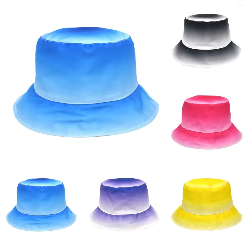 Berets Hip Hop Personality Colorful Tie Dye Fisherman Hat Men And Women Gradient Color Basin Dazzling Visor