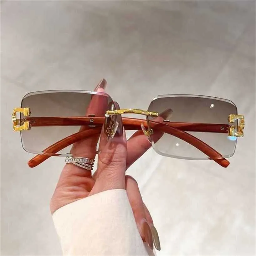 % 58 Güneş gözlüklerinin toptan satışı Yeni çerçevesiz kesilmiş ahşap başlık başı kişilik moda sokak atış açık hava genç güneş gözlüğü