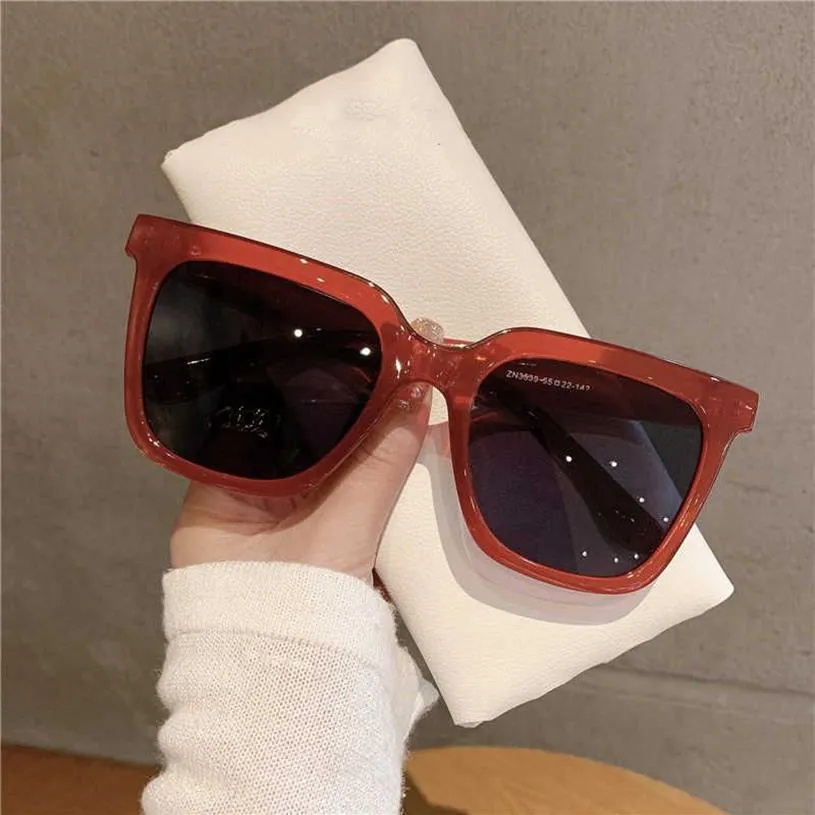 Sunglasses Women New Square Unique Sun Glasses Vintage Ladiens Jelly Tea Running Sunglasses Popular Uv Prection UV400 G221215252R