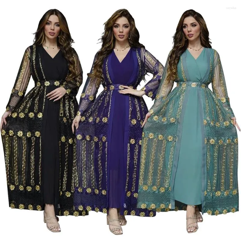 Vêtements ethniques Turquie Musulman Abaya Robes Femmes Élégant Diamant Mariage Soirée Robe De Soirée Dentelle Ceinture Maroc Caftan Robe