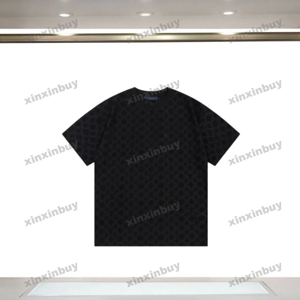 xinxinbuy 2024 Men designer Tee t shirt Flocking jacquard towel embroidery letter women black gray yellow blue S-2XL