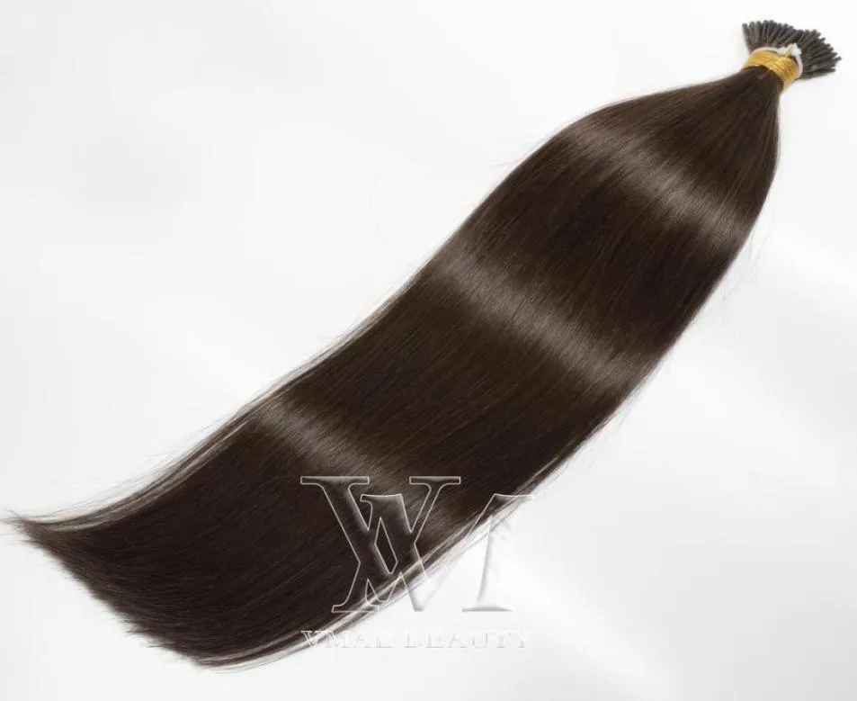 1g strand 100g Pre bonded 4 Dark Brown Indian Straight Keratin Single Double Drawn I tip Remy Virgin Human Hair Extensions6487222