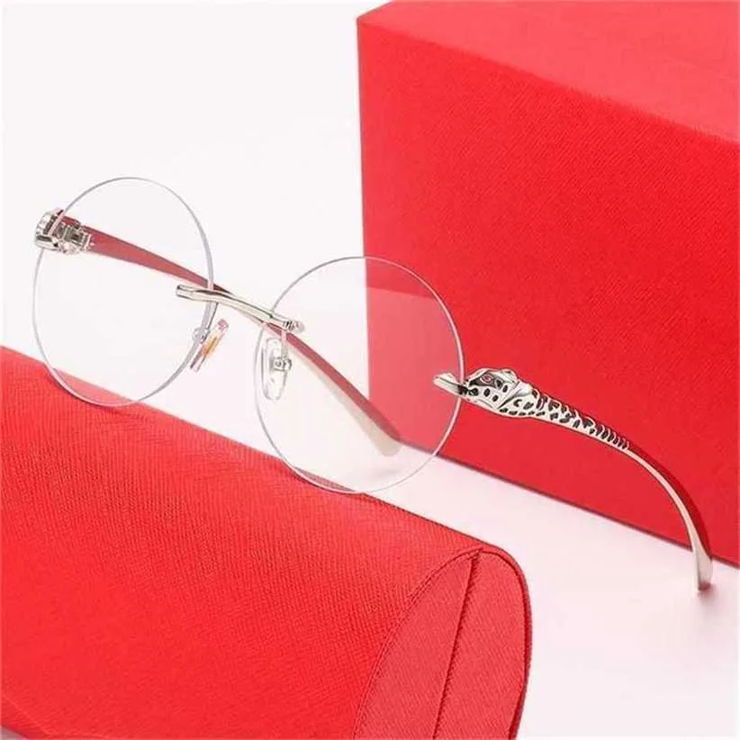 22% rabatt på nya Rimless Wafer Men's and Women's Leopard Head Paint Ben Personlig Fashion Glasssajia Nytt