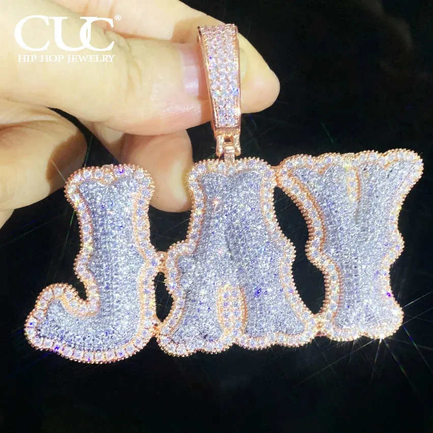 Кулон CUC на заказ с двойной буквой и цирконием, ожерелье цвета золота и серебра для мужчин и женщин, ювелирные изделия в стиле хип-хоп 240106