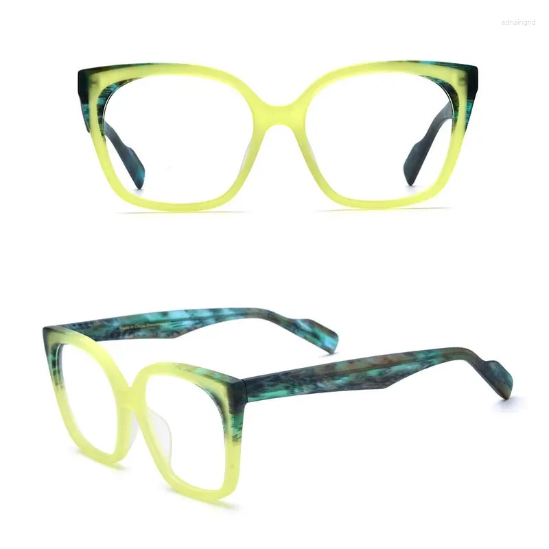 Solglasögon ramar Belight Optisk färgglad kombination av combo färgdesign Vintage Retro Square Form Acetate Men Women Spectacle Frame 19347