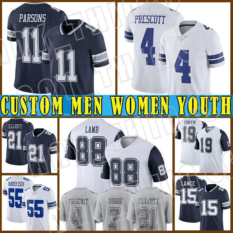 88 Ceedee Lamb 11 Micah Parsons Football Jerseys Dallases Cowboyes 4 Dak Prescott 7 Trevon Diggs Daron Bland Leighton Vander Esch Demarcus Lawrence Cooper Rush Smith