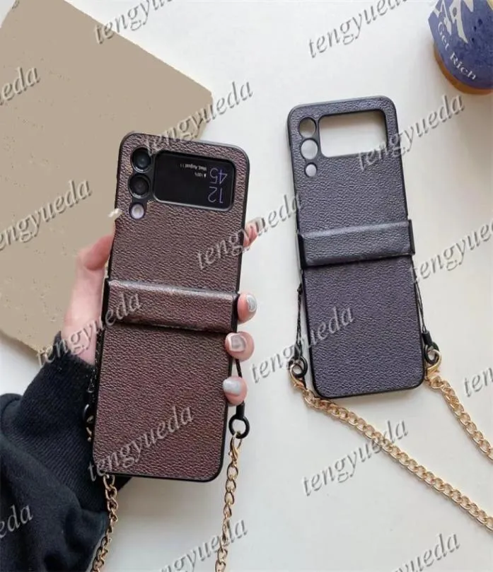 Cas de téléphone de créateur de mode pour Samsung Galaxy ZFlip 3 4 ZFold 2 3 4 Coque rigide en cuir imprimé de luxe avec 6290737