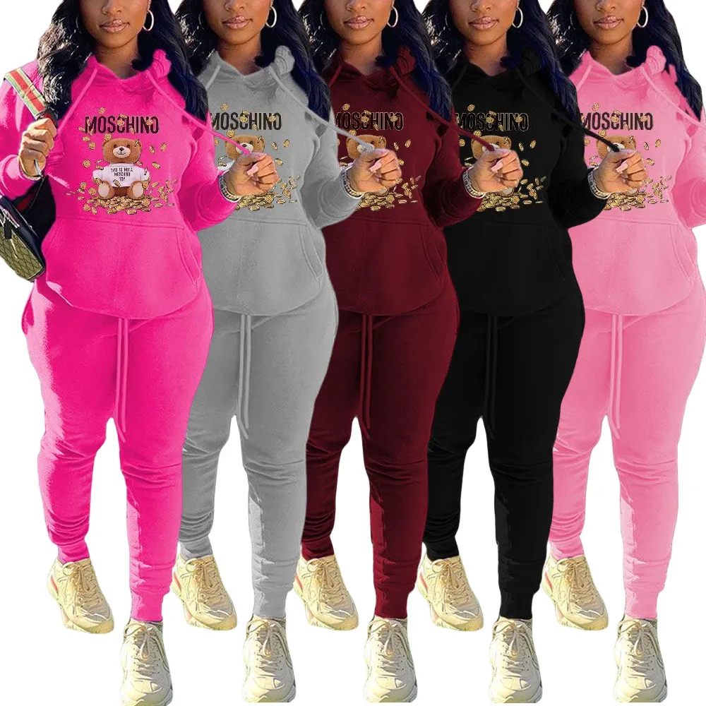 Designer Tracksuits Two Piece Set Long Sleeve Hooded Sweatshirt Pants Outfits Jogging Sport Suit Fashion Letter Bear Streetwear Outfits Jogger Suit Plus Size S 4XL From 18 97 DHgate